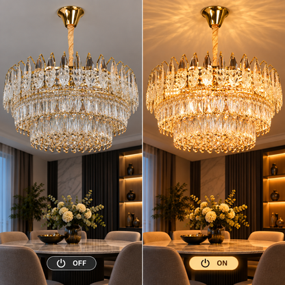 Lustre en cristal MAJESTIC Magno 15x E14, diamètre 60 cm, or brillant, hauteur réglable
