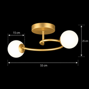 Lustre LED et cristal ORBIT, 55cm, 2xE27, Globes, Or