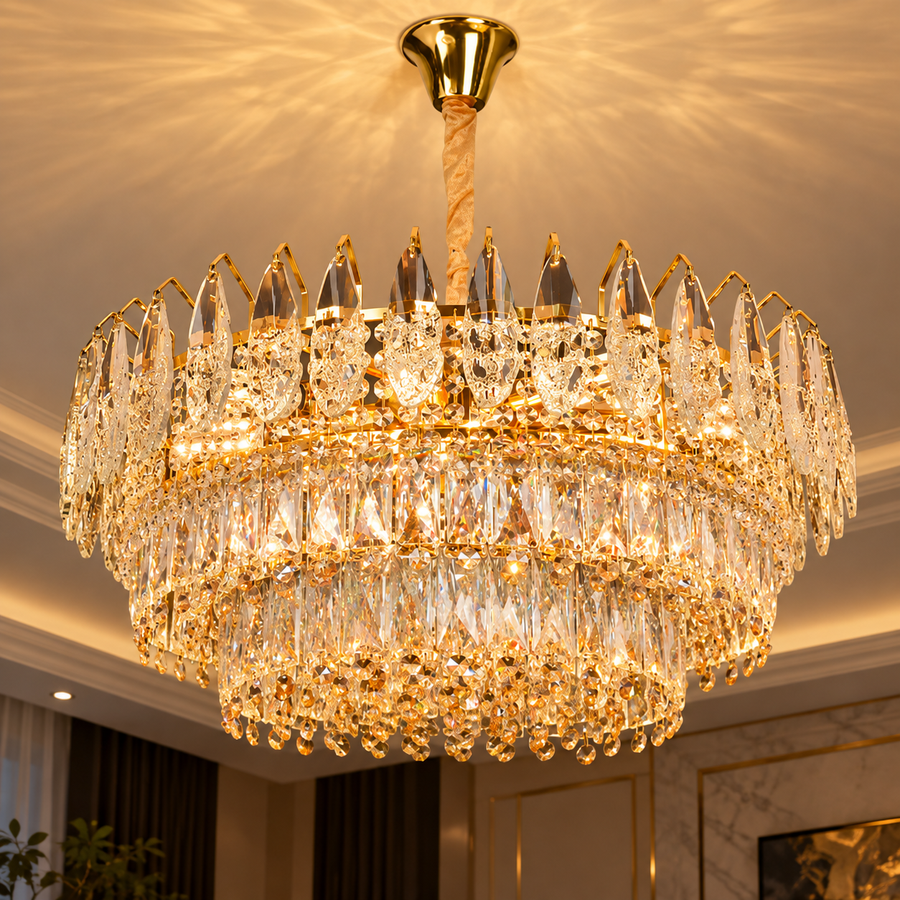 Lustre en cristal MAJESTIC Magno 15x E14, diamètre 60 cm, or brillant, hauteur réglable
