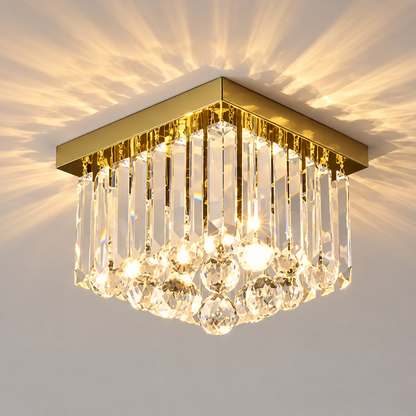 MARTINEZ Linear Luxe Lustre en cristal, diamètre 35 cm, 4x E14, or brillant