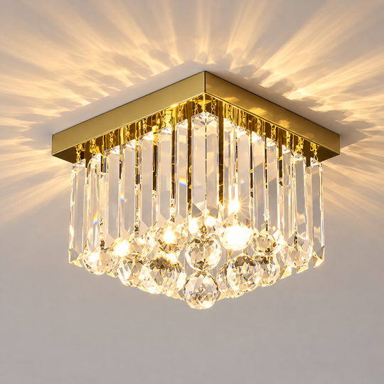 MARTINEZ Linear Luxe Lustre en cristal, diamètre 35 cm, 4x E14, or brillant