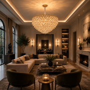 ERDENET Lustre en cristal Regalis, 22xE14, diamètre 80 cm, métal et cristal, or brillant, hauteur réglable