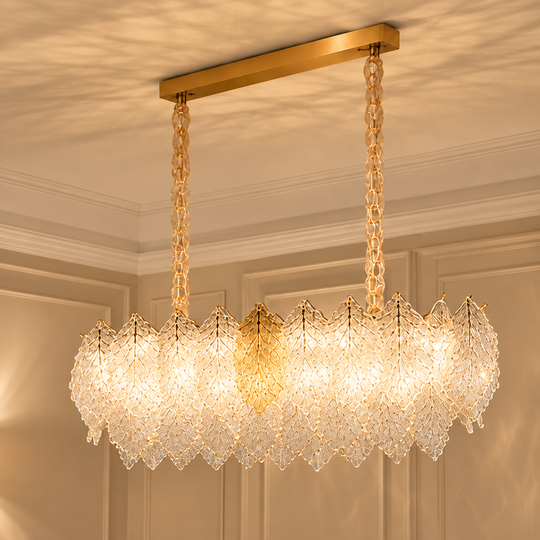 LACE Royale Lustre en cristal 11xE14, taille 83x33 cm, hauteur 31 cm, or brillant, hauteur réglable, design élégant