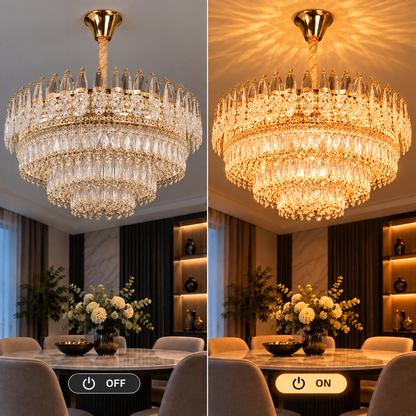 Lustre en cristal MAJESTIC Regalis 21x E14, diamètre 80cm, or brillant, hauteur réglable
