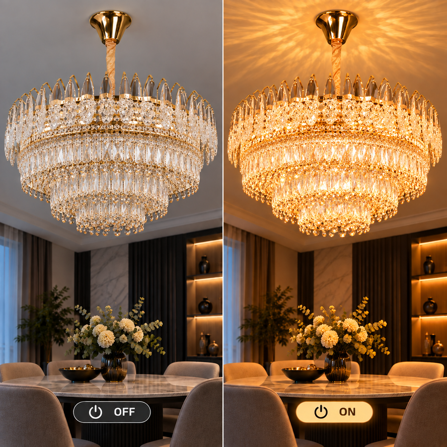 Lustre en cristal MAJESTIC Regalis 21x E14, diamètre 80cm, or brillant, hauteur réglable