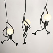 Lustre MODERNE, Type Pendule, FANTASIA, Figurine, 3xE27, Hauteur Ajustable, Noir