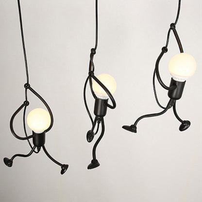 Lustre MODERNE, Type Pendule, FANTASIA, Figurine, 3xE27, Hauteur Ajustable, Noir