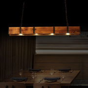 Lustre LED Vintage LV565/4, 12W, 3000K, Grange Rustique, Bois et Métal, 100cm, Jaune
