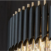 Lustre en cristal VERSAILLES Eleganza 7x E14, diamètre 49cm, or brillant et noir, hauteur réglable