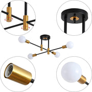 Lustre moderniste Gentile, 4x E27, noir et or, design moderne