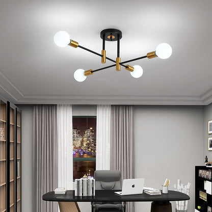 Lustre moderniste Gentile, 4x E27, noir et or, design moderne