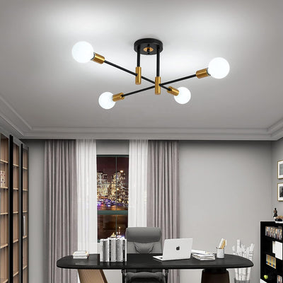 Lustre moderniste Gentile, 4x E27, noir et or, design moderne