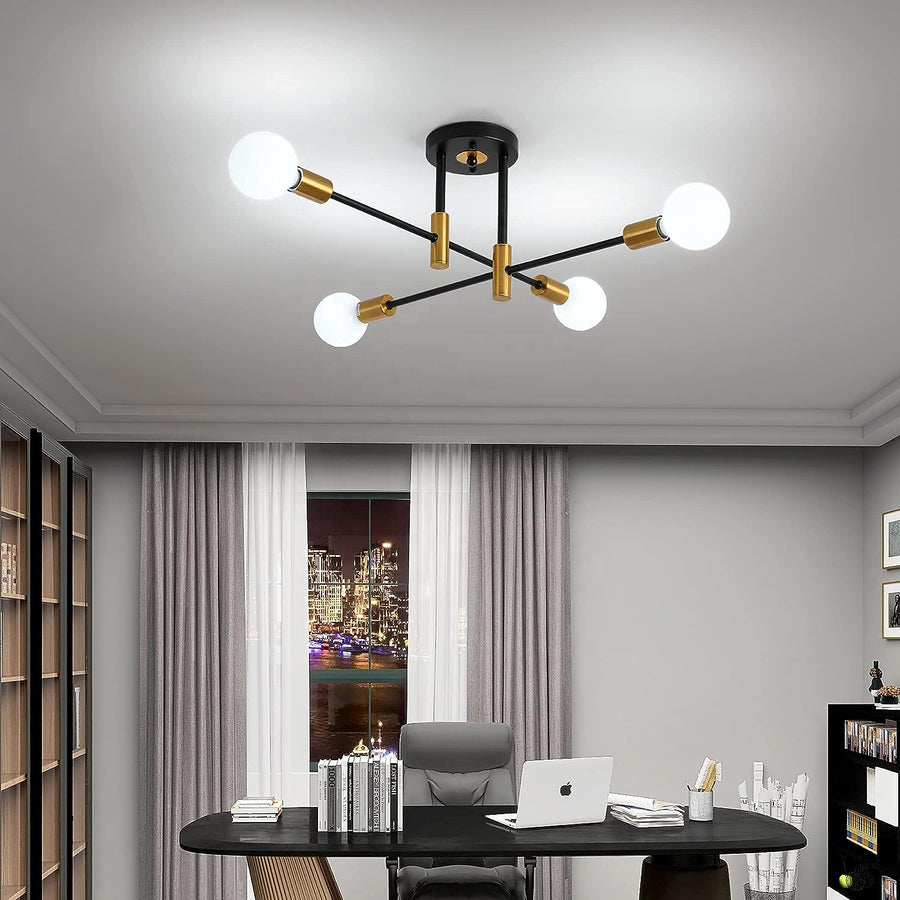 Lustre moderniste Gentile, 4x E27, noir et or, design moderne