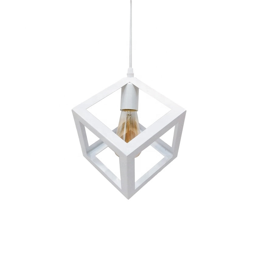 Lustre en forme de cube, STRUKTUR Linear Trio, 3x E27, Blanc, Métal
