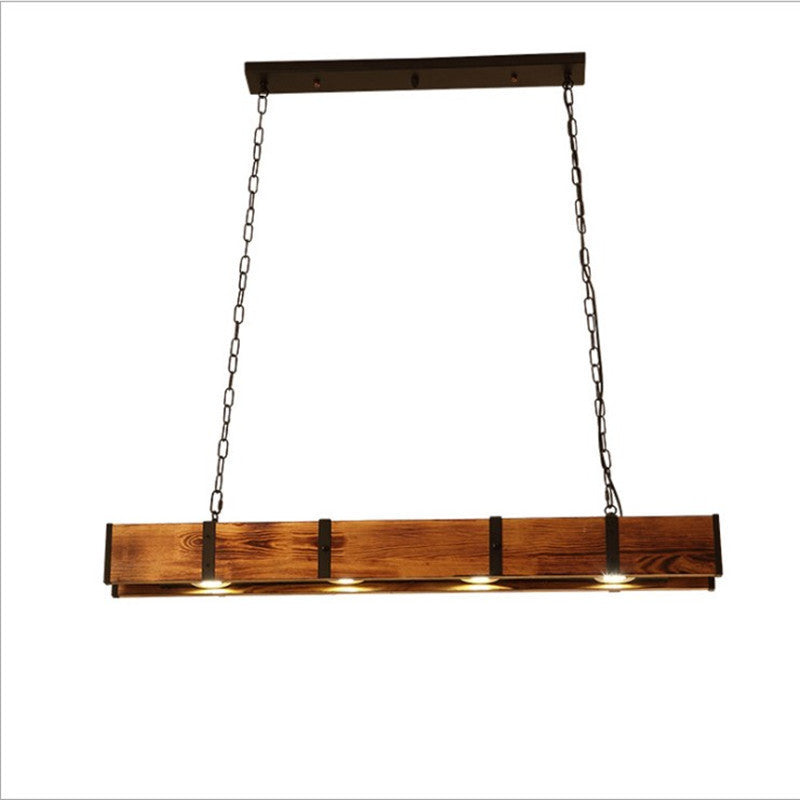 Lustre LED Vintage LV565/4, 12W, 3000K, Grange Rustique, Bois et Métal, 100cm, Jaune