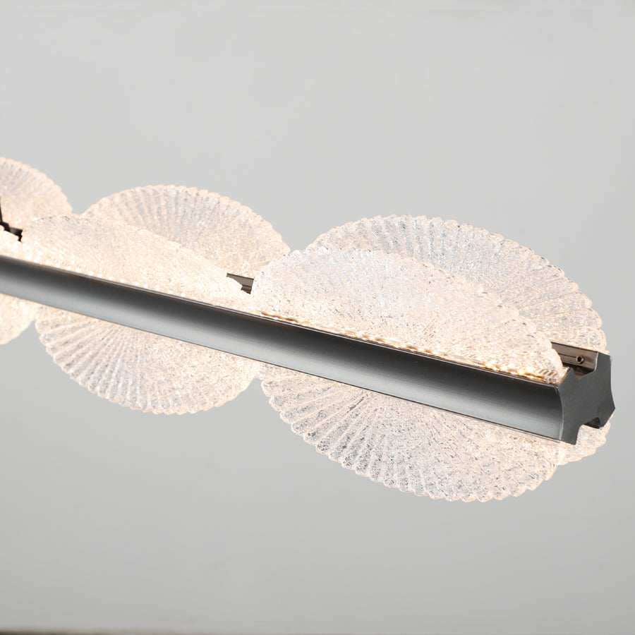 Lustre LED suspendu avec télécommande ISOTTA 105W, Lumière Froid/Chaud/Neutre 3000K/4000K/6000K, Dimmable, Hauteur réglable, Noir et Argent, Métal et Cristal