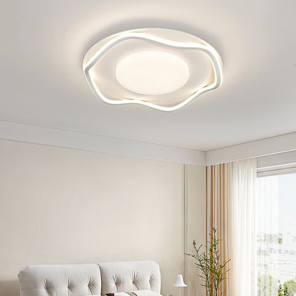 Lustre LED avec télécommande MODERNO 77W, 2 Cercles, Lumière Froide/Chaude/Neutre, Dimmable, Blanc