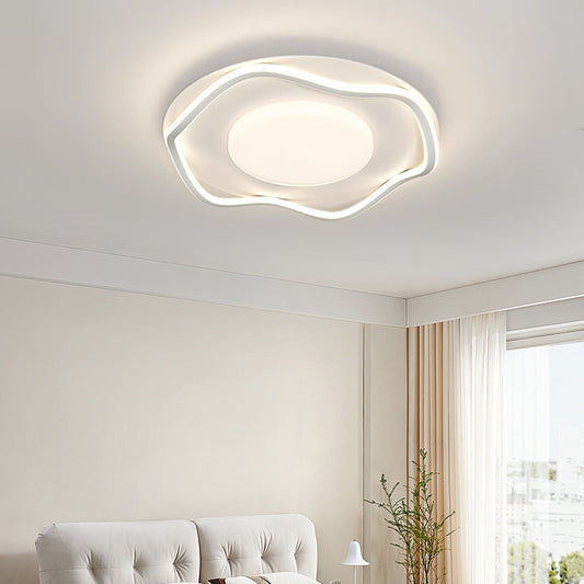 Lustre LED avec télécommande MODERNO 77W, 2 Cercles, Lumière Froide/Chaude/Neutre, Dimmable, Blanc