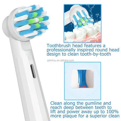 Brosse à dents de rechange TB-20, compatible avec Oral-B, Cross Action, 4 pcs