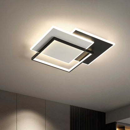 Lustre LED avec télécommande CHIARA 98W, 3 Carrés, Lumière Froid/Chaud/Neutre, Dimmable, Noir