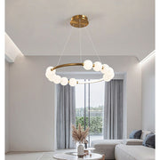 Lustre suspendu LED en acrylique Nova 57W avec télécommande, variable, 3000K/4000K/6000K, doré, métal et acrylique