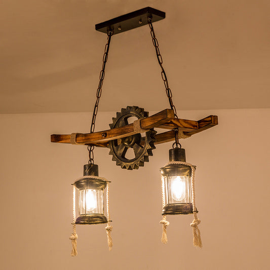 Lustre corde vintage LV590/2BK, 9xE27 bois foncé