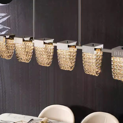 Lustre LED Suspendu, CC370/1200CH, Cristal et Métal, 30W, Télécommande, Lumière Froide/Chaude/Neutre 3000K/4000K/6000K, Éclairage Luxueux