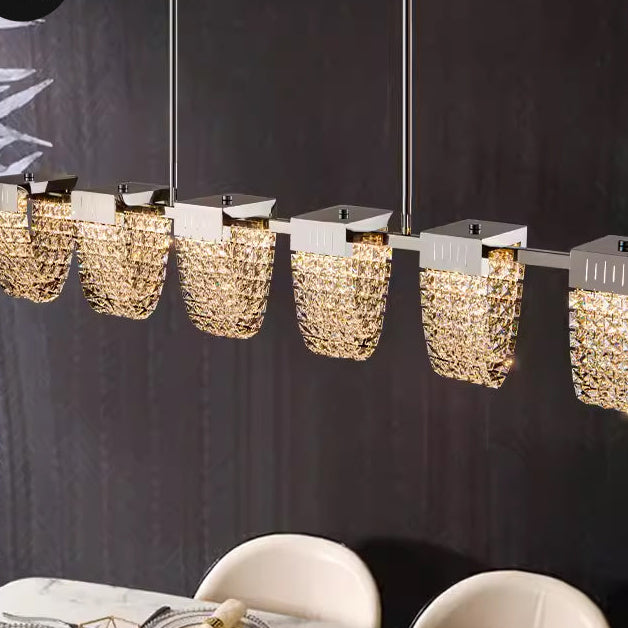 Lustre LED Suspendu, CC370/1200CH, Cristal et Métal, 30W, Télécommande, Lumière Froide/Chaude/Neutre 3000K/4000K/6000K, Éclairage Luxueux