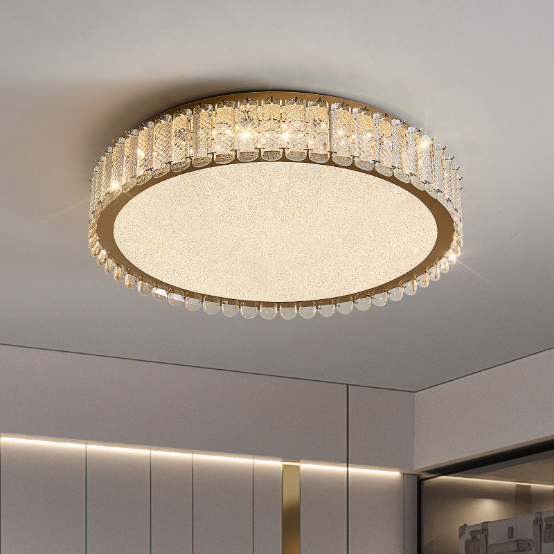 Lustre LED avec télécommande et cristal LLC152/500CH 42W, 49cm, Cercle, Lumière Froide/Chaude/Neutre, Dimmable, Or