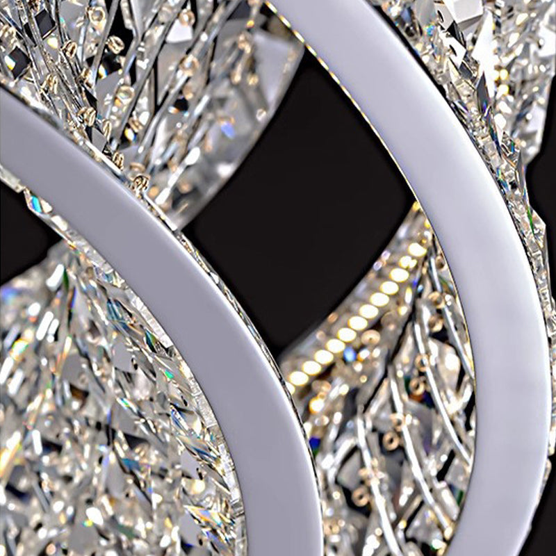 Lustre LED avec télécommande, LLC160/750X350CH, cristal et métal, 160 W, variable, hauteur réglable, lumière froide/chaude/neutre, éclairage luxueux