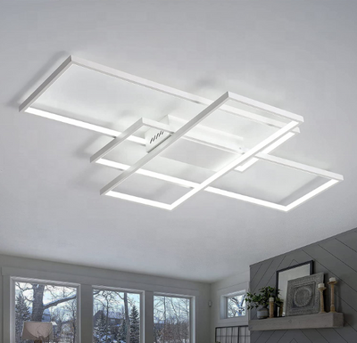 Lustre LED avec télécommande LANDYN 78W, Lumière Froide/Chaude/Neutre, Dimmable, Blanc