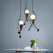 Lustre MODERNE, Type Pendule, FANTASIA, Figurine, 3xE27, Hauteur Ajustable, Noir