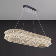 Lustre LED avec télécommande, LLC160/750X350CH, cristal et métal, 160 W, variable, hauteur réglable, lumière froide/chaude/neutre, éclairage luxueux