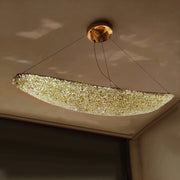 Lustre moderne en cristal, PRAGUE, 31W, Longueur 80 cm, Or, Hauteur réglable