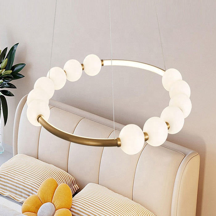 Lustre suspendu LED en acrylique Nova 57W avec télécommande, variable, 3000K/4000K/6000K, doré, métal et acrylique