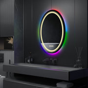 Miroir LED rond, 70 cm, Celeste MotionGlow Marcello, lumière RVB, haut-parleur Bluetooth, système anti-buée, horloge et thermomètre, intensité variable 70X70BTRGB