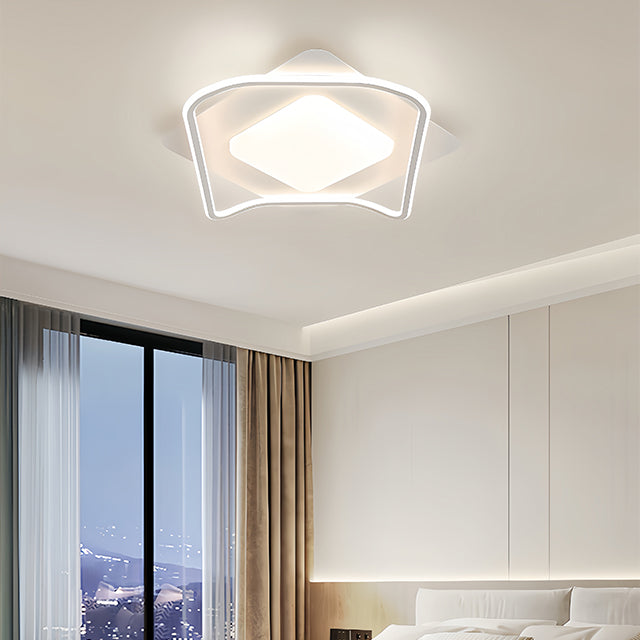 Lustre LED avec télécommande MODERNO 53W, 2 Carrés, Lumière Froide/Chaude/Neutre, Dimmable, Blanc
