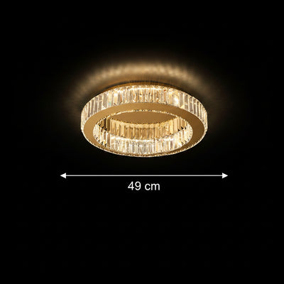 Lustre LED avec télécommande et cristal VERTUS 18W, 30cm, Cercle, Lumière Froide/Chaude/Neutre, Dimmable, Or