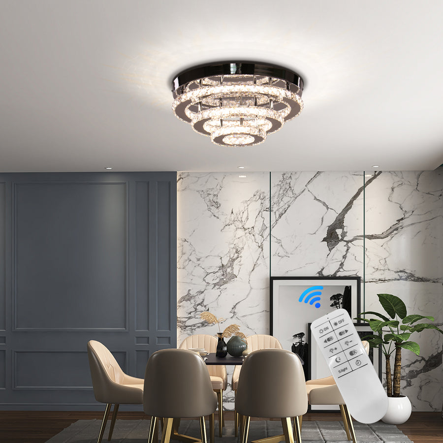 Lustre LED en cristal LLC151/500CH, 64W, 3 éléments, lumière froide/chaude/neutre, variable, chrome brillant