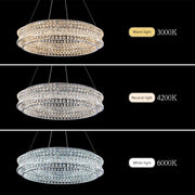 Lustre LED avec télécommande, LLC160/500GD, cristal et métal, 120 W, intensité variable, hauteur réglable, lumière froide/chaude/neutre, éclairage luxueux