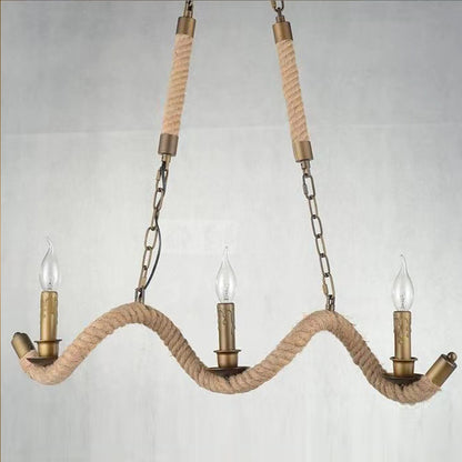 Rope Chandelier, 3*E27, Brown, Metal and String LV572/3BK