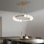 Lustre suspendu LED en acrylique Nova 57W avec télécommande, variable, 3000K/4000K/6000K, doré, métal et acrylique