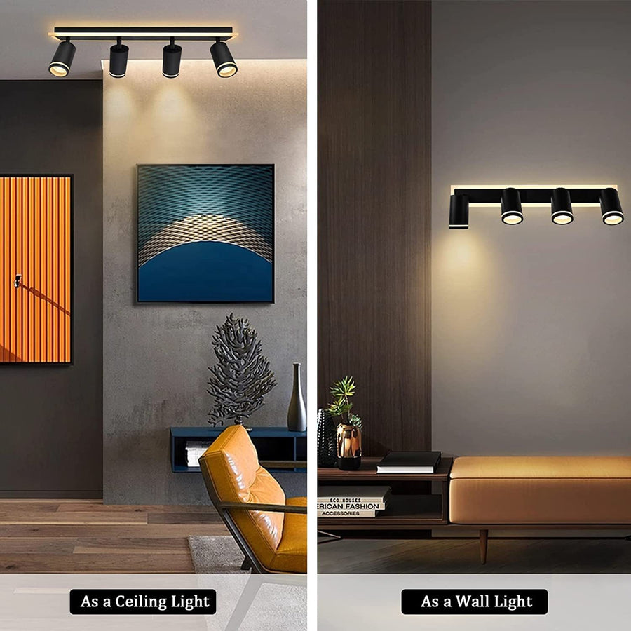 Lustre LED Ellen 46W Lumière Froide/Chaude/Neutre Projecteur Orientable Acrylique et Métal Noir