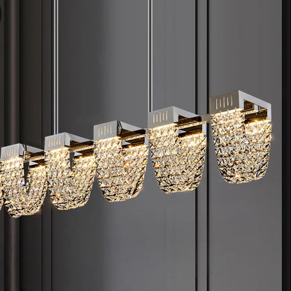 Lustre LED Suspendu, CC370/1200CH, Cristal et Métal, 30W, Télécommande, Lumière Froide/Chaude/Neutre 3000K/4000K/6000K, Éclairage Luxueux