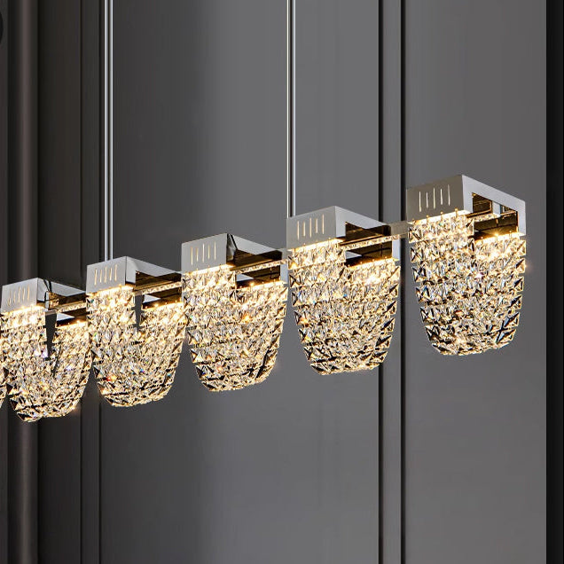 Lustre LED Suspendu, CC370/1200CH, Cristal et Métal, 30W, Télécommande, Lumière Froide/Chaude/Neutre 3000K/4000K/6000K, Éclairage Luxueux