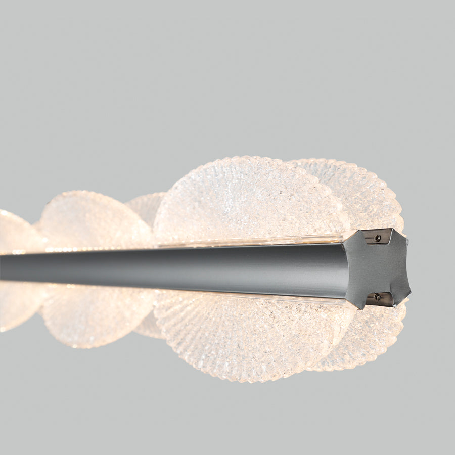 Lustre LED suspendu avec télécommande ISOTTA 105W, Lumière Froid/Chaud/Neutre 3000K/4000K/6000K, Dimmable, Hauteur réglable, Noir et Argent, Métal et Cristal