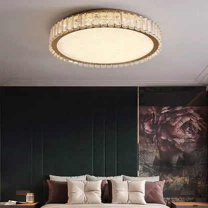 Lustre LED avec télécommande et cristal LLC152/500CH 42W, 49cm, Cercle, Lumière Froide/Chaude/Neutre, Dimmable, Or