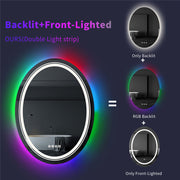 Miroir LED rond, 70 cm, Celeste MotionGlow Marcello, lumière RVB, haut-parleur Bluetooth, système anti-buée, horloge et thermomètre, intensité variable 70X70BTRGB