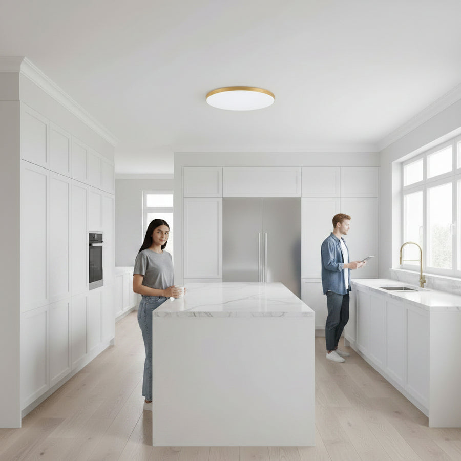 Plafonnier LED SOLIS 47cm 48W Lumière Froide Or