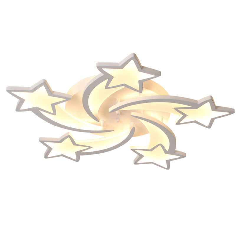 Lustre LED avec télécommande IPOMOEA 69W, 5 étoiles, Lumière Froide/Chaude/Neutre, Dimmable, Blanc